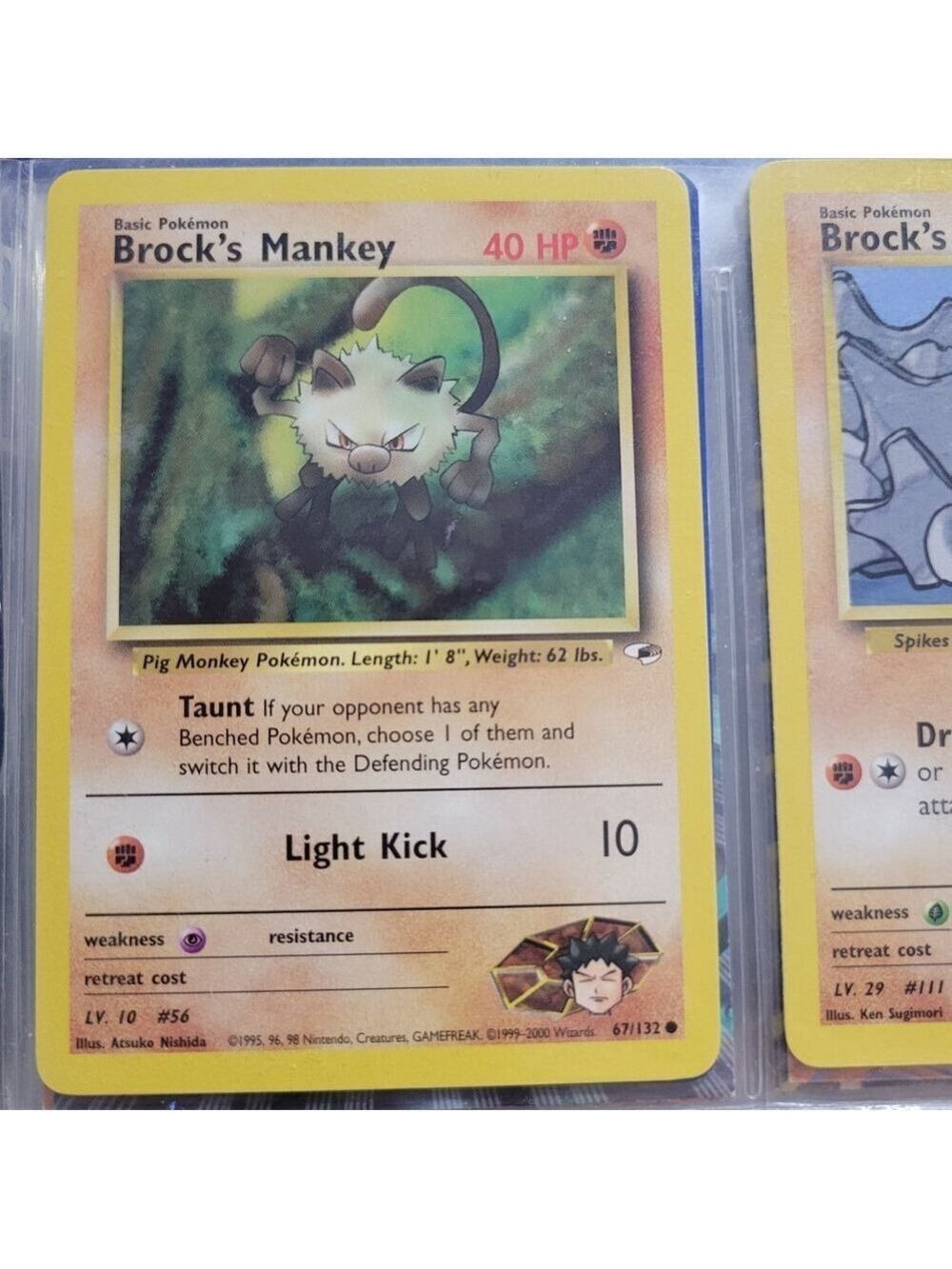 Pokemon Brock's Mankey Card